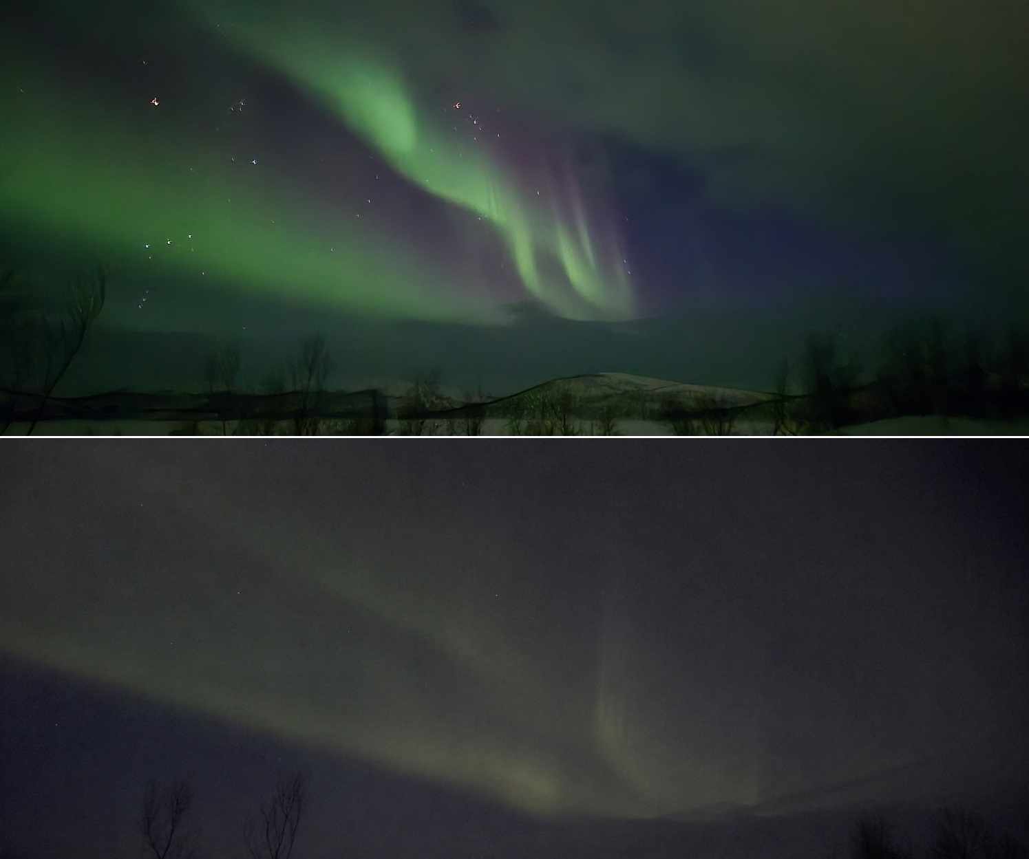 aurora boreala camera vs realitate